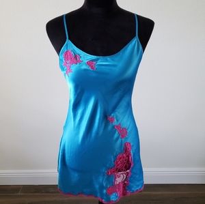 Victoria' s Secret Blue Lingerie Chemise Silk Slip